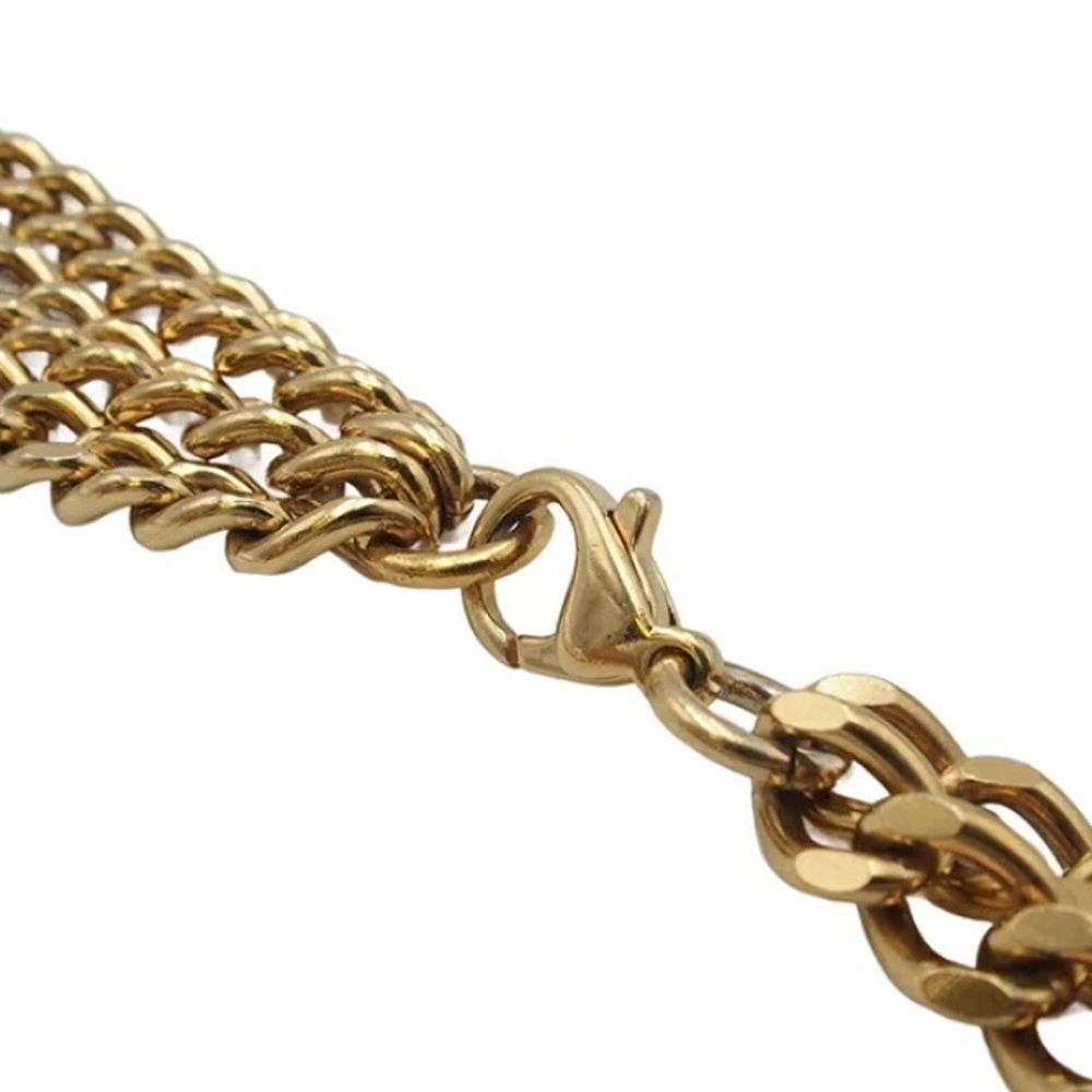 Authentic COCO CHANEL pink Rhinestone gold belt chain 75cm - Picture 8 of 15